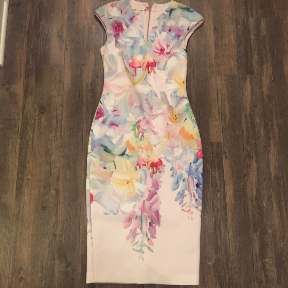 Ted Baker pink gardens midi dress